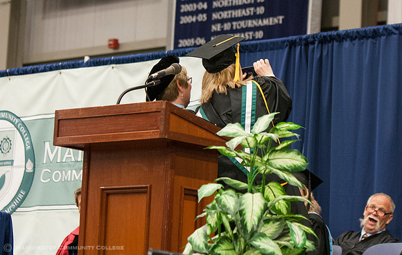 2013-2014 Student Senate President Deana Nicoletti and President Huard take a selfie