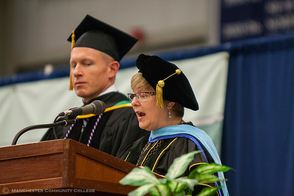 President Huard announces Honorary Degree recipient Andy Crews